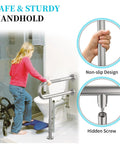Real Deal Brushed Nickel Toilet Support Rail With Rock Solid Non Slip Grip For Seniors And Bath Safety 24 Inch wall-mounted grab bar