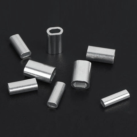600 Piece Aluminum Fishing Crimp Sleeves Kit With 1mm To 2mm Sizes For Quick Rigging And Leader Tackle Gear displayed on black surface