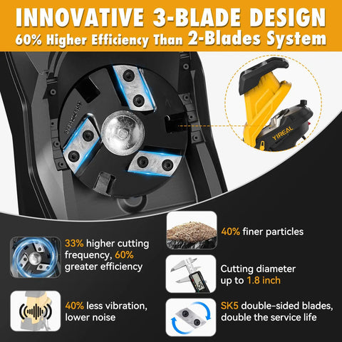 Upgraded 3-Blade Electric Wood Chipper With 15 Amp Motor Cuts Branches Up To 1.8 Inches Includes 3 Extra Blades For Fast Shredding