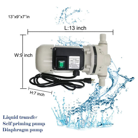 High Flow Diaphragm Irrigation Water Pump With Self Priming 10.6 GPM At 115V 23 PSI 350W Lift 11 Meters White Electric Pump