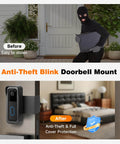 Anti Theft Metal Doorbell Mount With Rain Cover For Blink Video Doorbell Gen 1 And Gen 2 No Drilling No Block Sensor 360 Degree