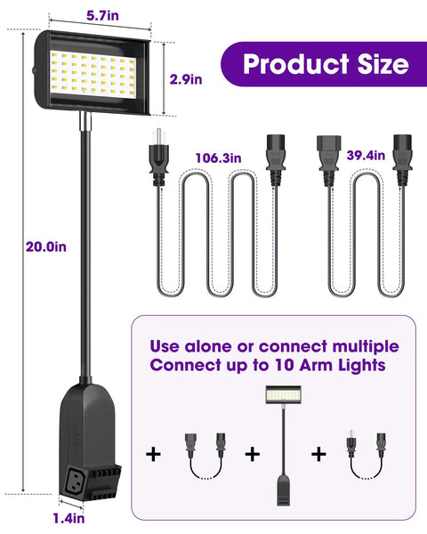 Trade Show LED Display Arm Lights Kit With Connectable Exhibit Arms And Power Cables Includes Clamps And Mounting Brackets