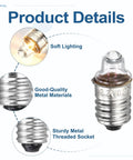 Killer 4 Pack E10 Miniature Screw Base Light Bulbs For Model Kits And Electronics 2.2 Volt Warm Yellow Glow 0.55 Watt Durable Glass showcasing bulb details.