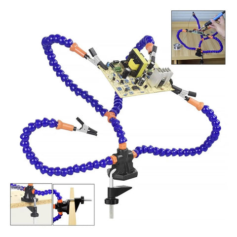 Third Hand Soldering Stand With Adjustable Metal Gooseneck Arms, PCB Holder Vise Table Clamp for Soldering and Circuit Board Repair