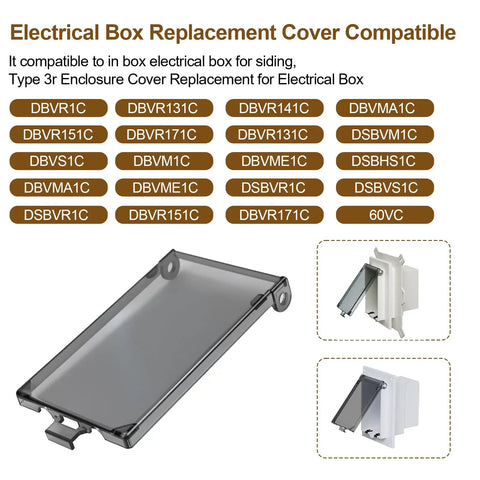 One Gang Vertical Recessed Outdoor Electrical Outlet Box Replacement Cover Featuring Clear Weatherproof Lens Compatible With Type 3R In Use Boxes.