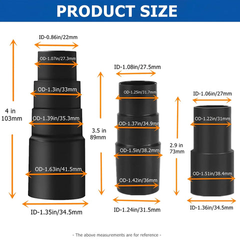 Universal Vacuum Hose Adapter Kit Three Pieces For Wet Dry Shop Vacuums No Fuss Converts Across Hose Sizes Diagram