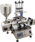 Hella Reliable Double Head Automatic Paste And Liquid Filling Machine With Pneumatic Dual Purpose Power For Sauces And Viscous Jars 10 To 100 Ml Capacity 8 Mm Zero Drip Tip with stainless steel hopper.