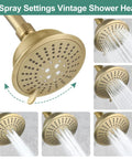 5-spray shower head from Shower Faucet With Valve And 5 Spray Touch Clean Shower Head, Single Handle Trim Kit, showing different spray modes.