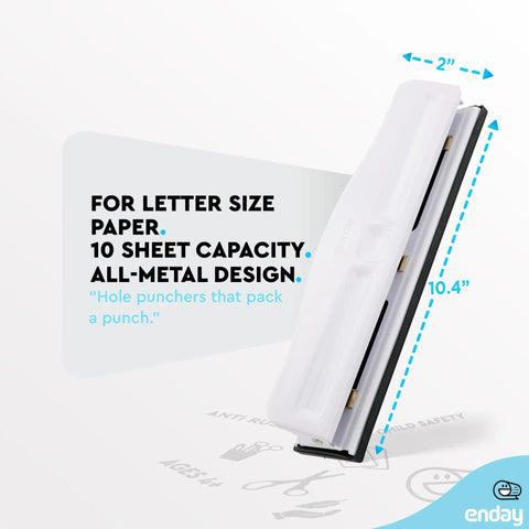 Heavy Duty 3 Hole Punch For Binders, adjustable 10 sheet metal three hole punch with built in waste tray, side view