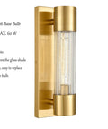 Modern Brass Wall Sconce Light with Crackle Glass Cylinder Shade for Bathroom Vanity, ETL Listed, Wall Mounted Fixture