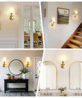 Onwecen Wall Sconces Set of 2, Modern Bathroom Light Fixtures, Brushed Gold showcased in various home settings.