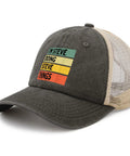 All Day Cool Unisex Trucker Cap With Adjustable Buckle Fit featuring text design, ideal for long water days or casual outdoor runs.