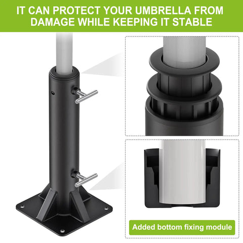 Heavy Duty Deck Mount Umbrella Holder Built To Last With Fully Welded Steel Base And Interchangeable Plastic Sleeves