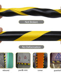 Hella Durable Foam Wall Corner Guards 197 Inches Yellow Black Stripes Heavy Duty Impact Resistant Pads shown being flexible and durable.