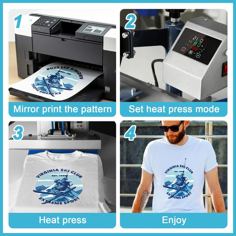 Dope Quality Pro Grade Sublimation Paper used in heat press process on a T-shirt with Virginia Ski Club design
