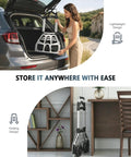 Heavy Duty Folding Hand Truck With Slick Telescoping Handle And Smooth Rolling Wheels Zero Fuss Portable Dolly Cart in car trunk.