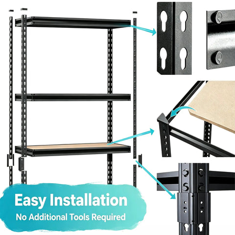 Heavy Duty Garage Shelving Unit 72 By 36 Inches Featuring Matte Black Steel Frame And Thick Mdf Shelves For Tool Organization Basement Storage Or Workshop Use A Total Storage Beast That Takes Any Load Like No Sweat