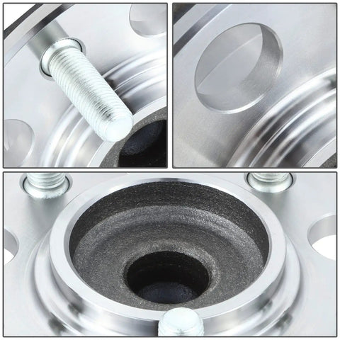 Close-up of Factory Style Rear Wheel Bearing Hub Assembly for Hyundai Elantra 2007 to 2012, steel construction detail.