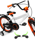 Kid Friendly Bicycle Brake Levers 1 Pair Universal Fit For Disc Brakes on white and orange kid's bike with training wheels.
