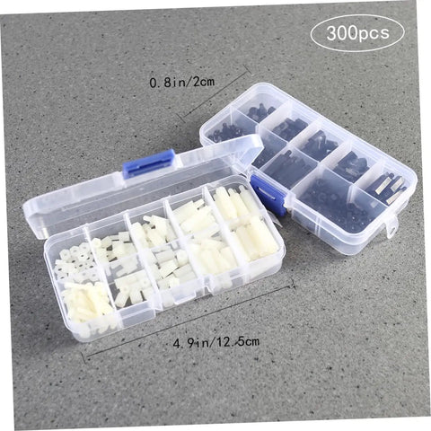 300 Pcs Nylon Spacers Nuts And Screws Assortment Kit In Black And White With Plastic Storage Box For Electronics DIY Projects Easy To Install Durable Nylon Spacers And Nuts And Screws, 2in box