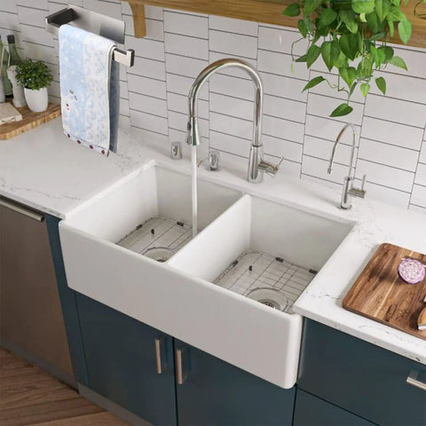 Image of a kitchen setup with a self adhesive hand towel holder no drilling stainless steel 9 inch brushed nickel towel bar rack next to the sink.