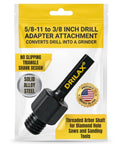 Universal Five Eighths To Three Eighths Drill Adapter Attachment With Threaded Arbor Shaft For Diamond Hole Saws And Sanding Tools in packaging