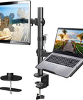 Adjustable Monitor Stand With One Arm Desk Mount For 32 Inch Monitor And 17 Inch Laptop, Heavy Duty Ergonomic Bracket That Holds Up To 22 Lbs Extends Up To 16 Inches.