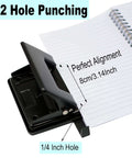 Two Hole Paper And Leather Puncher For Office And Home Use One Quarter Inch Circle Holes With Three Point One Four Inch Spacing