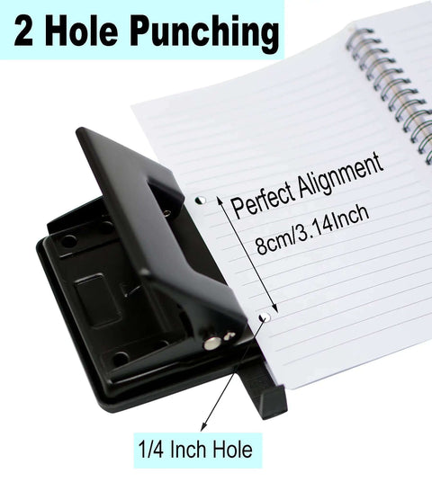 Two Hole Paper And Leather Puncher For Office And Home Use One Quarter Inch Circle Holes With Three Point One Four Inch Spacing