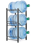 Four Tier 5 Gallon Water Jug Rack Stand For Home And Office, Heavy Duty Detachable Water Cooler Storage Organizer, Space Saving Black Bottle Holder For Up To Four Five-Gallon Bottles