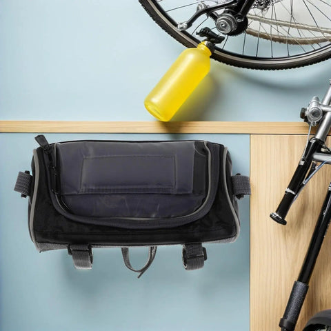 Ultimate Oxford Waterproof Bike Front Handlebar Bag For Cycling Adventures, 900D Cloth Organizer With Easy Mounting, Perfect Storage Solution For Mountain Biking And E-Bike Rides On Any Road Trip black handlebar bag