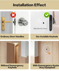 Comparison of ordinary door handles vs Two Pack Invisible Minimalist Door Lock With A Single Sided Black Round Handle Hidden Design