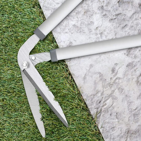 Long Handle Edging Shears for Lawn and Garden, Heavy Duty Border Shears with Nonstick Coated Blades cutting grass along stone edge