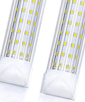 Close-up of 20 Pack Ultra Bright 8 Foot 150W LED Shop Lights with 19000 Lumens Each 6000K Cold White U Shape Clear Cover