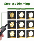 Stepless dimming demonstration of LED Under Cabinet Puck Lights Kit With Touch Dimming, showcasing brightness levels from 10% to 100%.