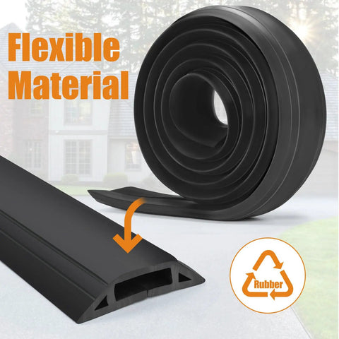 Heavy Duty PVC Floor Cord Cover For Wires And Cables on outdoor surface, flexible material, close-up of internal structure