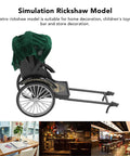 Retro Alloy Rickshaw Model Miniature Decor showcasing legit vintage charm and dope zinc construction in black for shelf appeal.