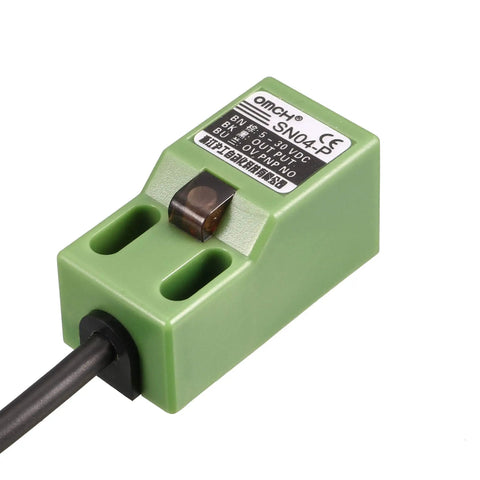 Inductive Proximity Sensor Switch PNP NO DC 5-30V 3-Wire 200mA 4mm Sensing for metal work and DIY projects, green casing.