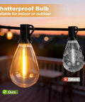 Close-up of 50Ft Outdoor String Lights With Remote Control, Waterproof LED Patio Lights With 19 Plus 1 S11 Bulbs at dusk