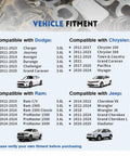 Compatibility chart for Rock Solid Upgraded Aluminum Engine Oil Filter Housing Kit with models from Dodge, Chrysler, Jeep, Ram.