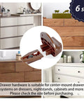 Kickass Heavy Duty Drawer Slides Rite Trak II Replacement Center Rail Furniture Glides showing 6 piece set of brown glides for dressers.