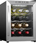 12 Bottle Thermoelectric Wine Cooler For Countertop Stainless Steel Freestanding Fridge With Digital Temperature Control And Smoked Glass Door Quiet Operation For Red And White Wine