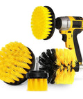 Drill Brush Scrubber Set With Nylon Bristles, 2, 3.5, and 4 Inch Heads, 1/4 Inch Hex Shaft, tough cleaning for bathroom tiles and more.