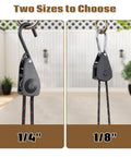 One Eighth Inch Adjustable Rope Hanger Kit With Four 12 Foot Reflective Tie Down Ropes Ratchet Straps size comparison 1/4" vs 1/8"
