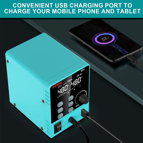 60W Smart Soldering Station With 110V Input Pro Grade Build Adjustable 392 To 896 F Digital Soldering Iron Station 5 Tips 3 Preset Channels