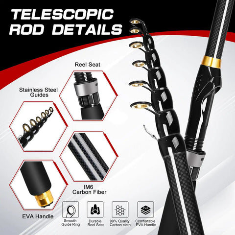 carbon fiber telescopic fishing pole Rod fishing rod will very compact 2025 Portable Telescopic Carbon Fishing