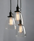 Industrial Pendant Ceiling Light In Black Finish With 5.7 Inch Oval Glass Shade, E26 Socket Compatible For Incandescent LED CFL Halogen Bulbs