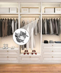 Tough As Nails Six Pack Stainless Steel Closet Rod Brackets U Shaped Heavy Duty Flange Sockets shown in modern closet setup.