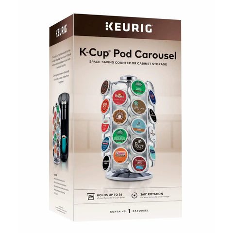 Packaging of 36 Pod Coffee Pod Storage Carousel With 360 Degree Rotation Space Saving Chrome Finish Organizer For K Cup Pods
