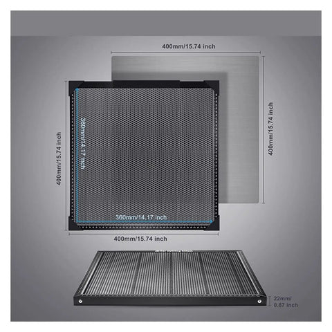 40x40cm Aluminum Honeycomb Working Table For CO2 Laser Cutting Machine And CNC Woodworking, Open Smoke Vent Design dimensions